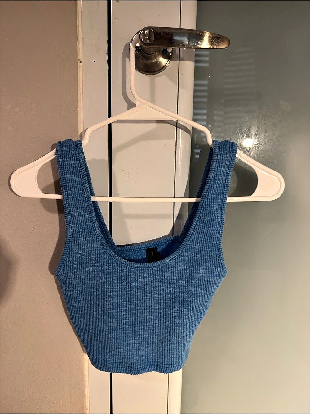 Blue Ribbed Crop Top Like New